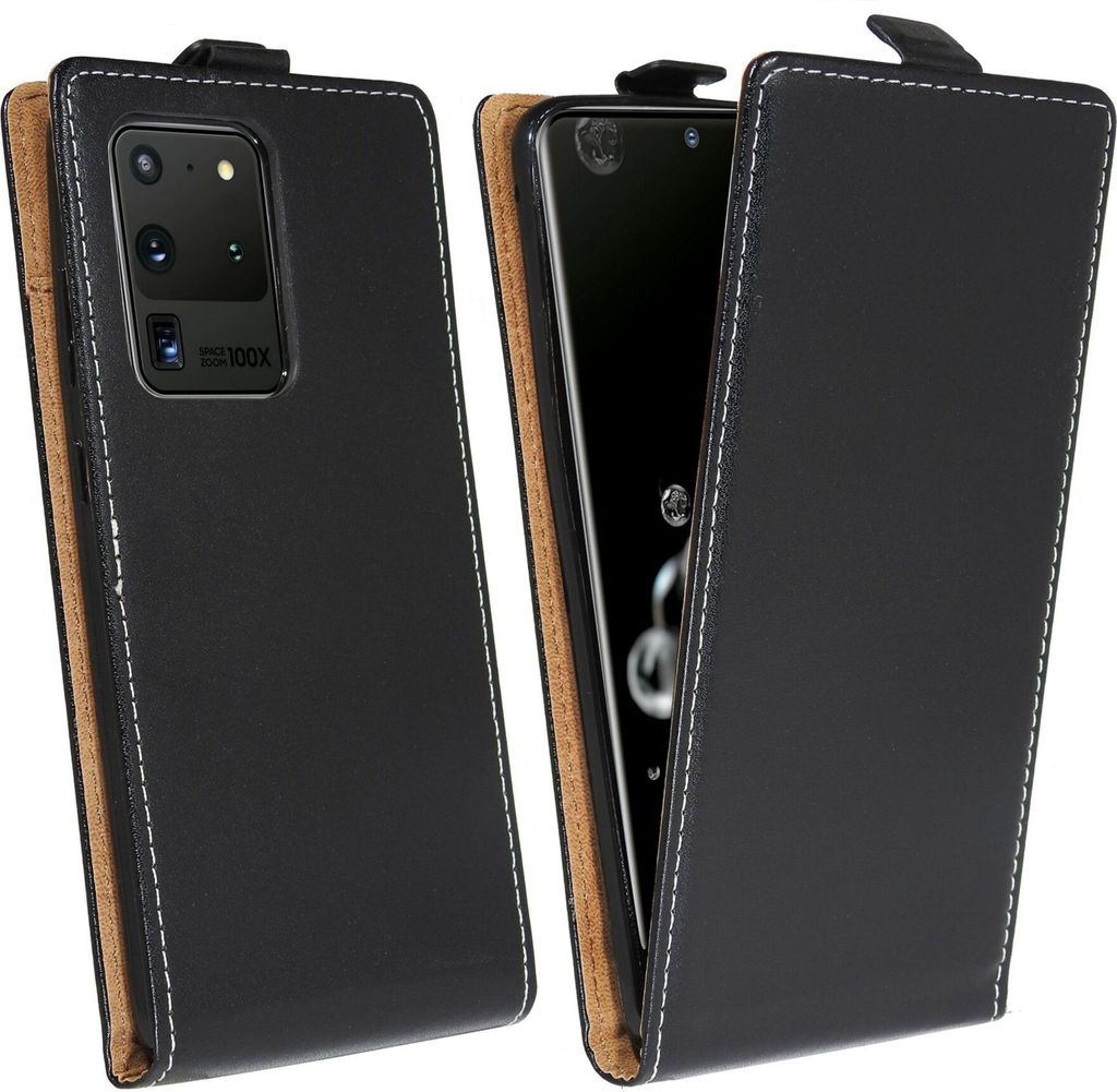 cofi1453 Flip Case kompatibel mit Samsung Galaxy S20 Ultra (G988B) Handy Tasche vertikal aufklappbar Schutzhülle Klapp Hülle Schwarz