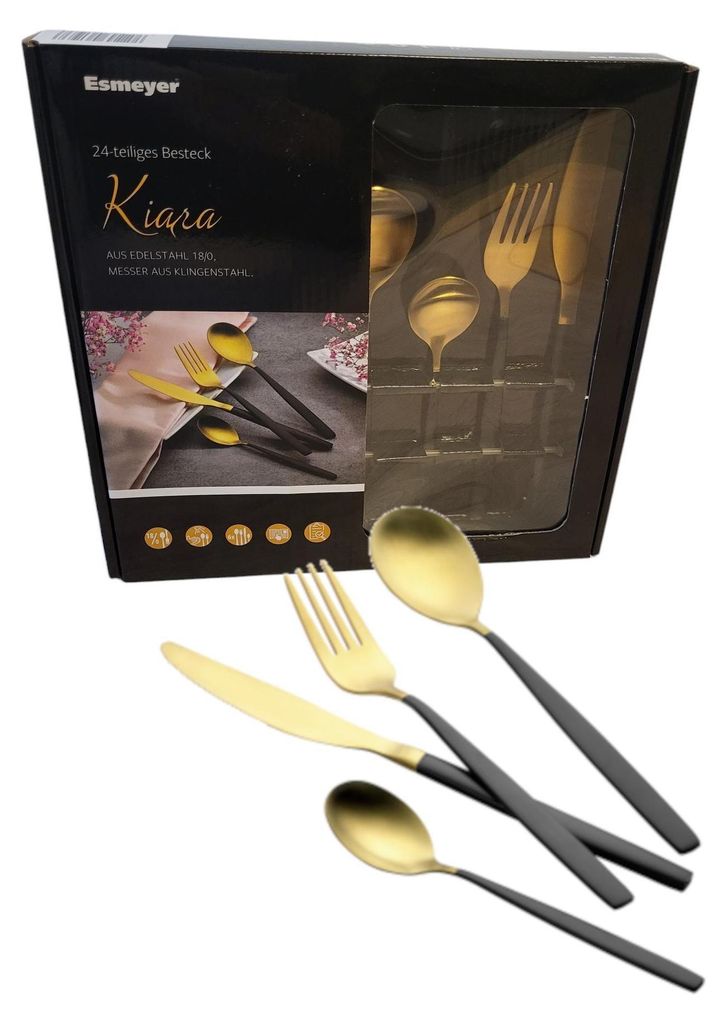 Esmeyer Besteck Set Kiara Edelstahl 24 tlg. Schwarz Gold  6 Produktbild 