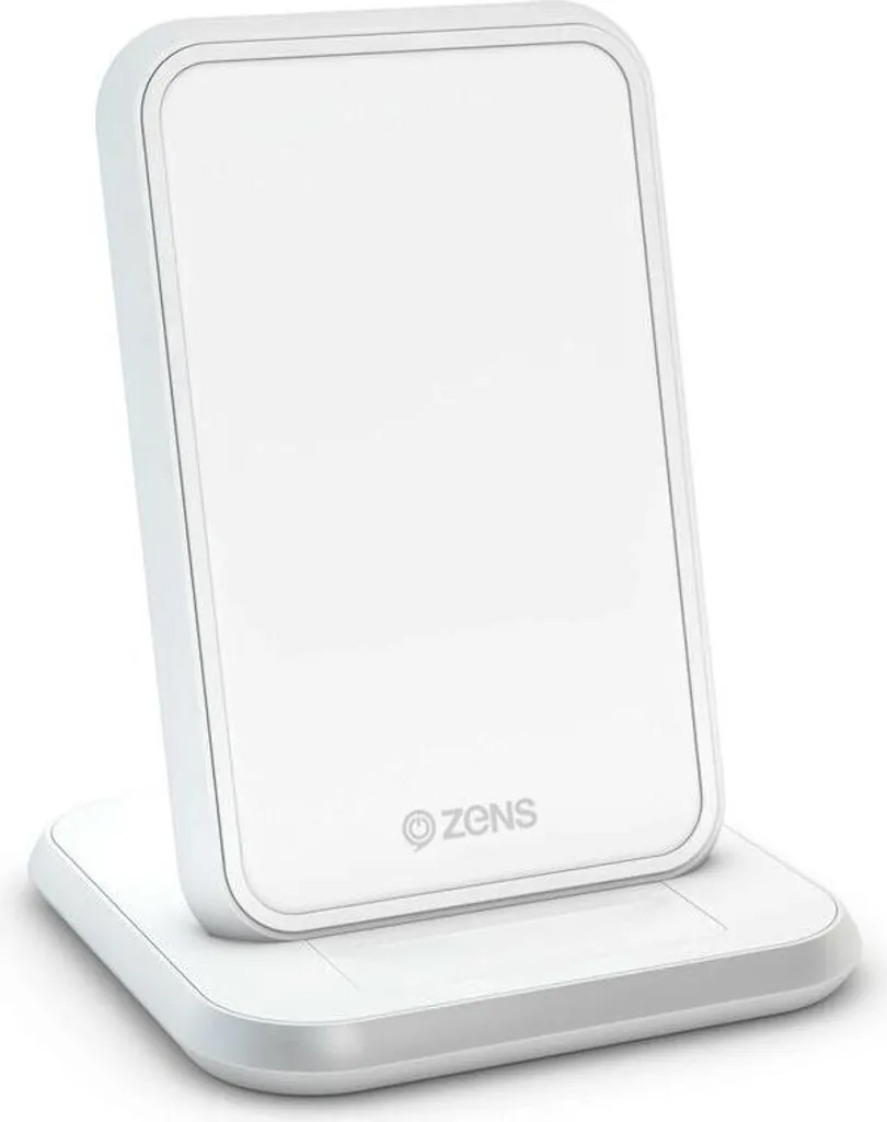 Chargeur QI sans Fil 10W ZENS Blanc - Adaptateur Secteur 220V Inclus