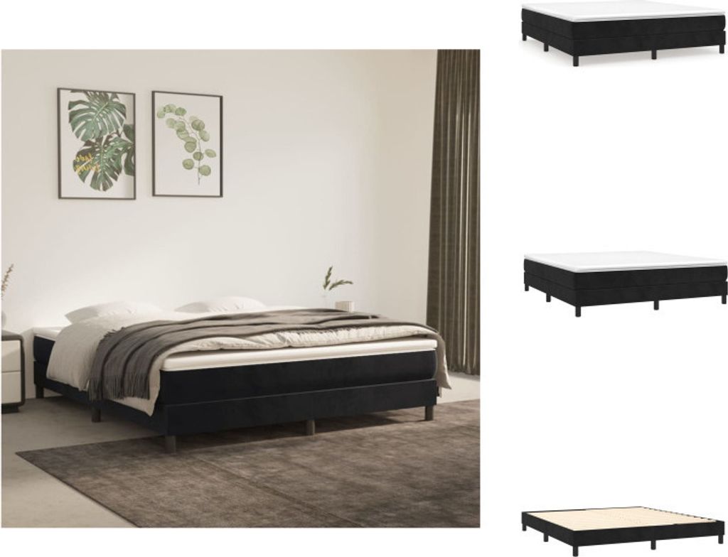 vidaXL Boxspringbett mit Matratze Schwarz 180x200 cm Samt - Betten & Bettgestelle