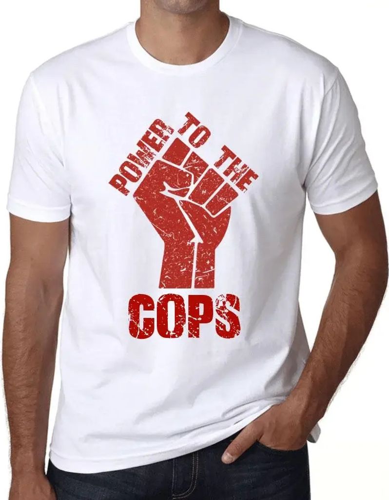 Herren Grafik T-Shirt Macht den Polizisten – Power To The Cops – Öko-Verantwortlich Vintage Jahrgang Kurzarm Lustige Druck Geburtstag Geschenk...