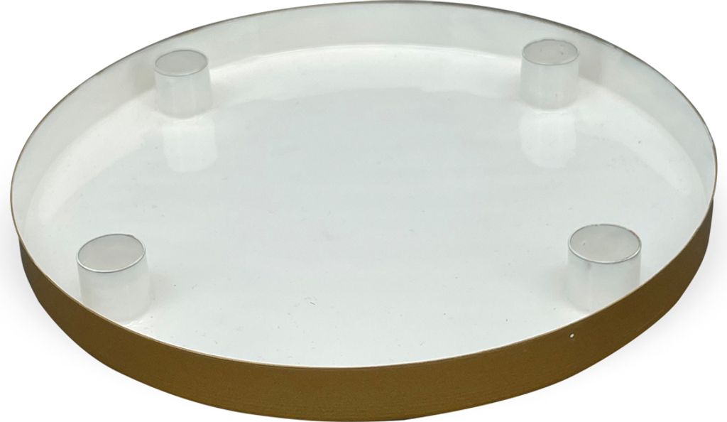 Kerzenständer 4 Kerzen Dekoteller rund Ø 25x3 cm weiß Produktbild 