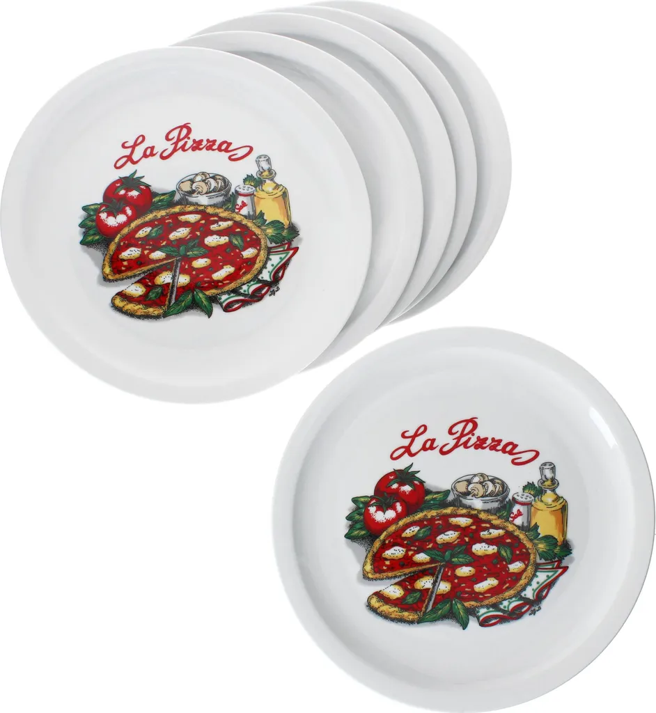 Set 6 Piatti Pizza 30.5 cm XL La Pizza - Porcellana Design Alta Qualità