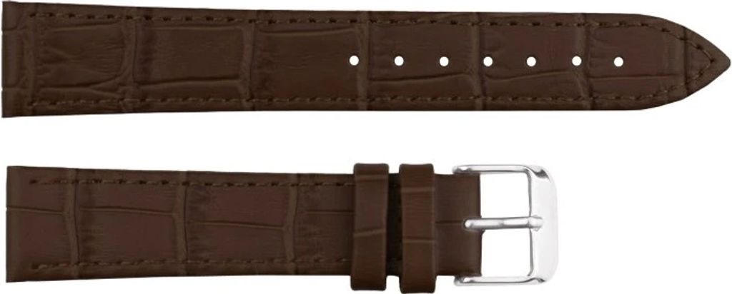 ClassicWatchStraps Leder-Uhrenarmband mit Krokoprägung - Dunkelbraun, 24 mm, Silber poliert