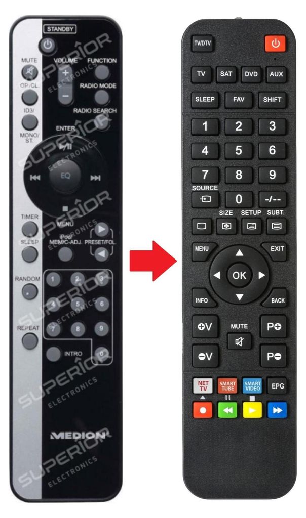 Ersatz Fernbedienung für Medion MD82806
