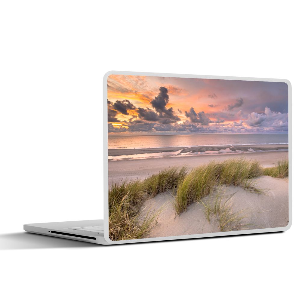 MuchoWow Laptop Aufkleber Sticker Cover Sonnenuntergang - Düne - Strand - Pflanzen - Meer 30x21 cm - Sticker für Laptop - Selbstklebend