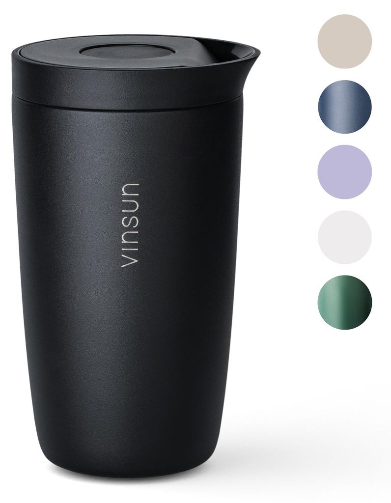 Thermobecher Edelstahl 350ml Deckel Kaffee Becher isoliert Travel Mug Tee Vinsun