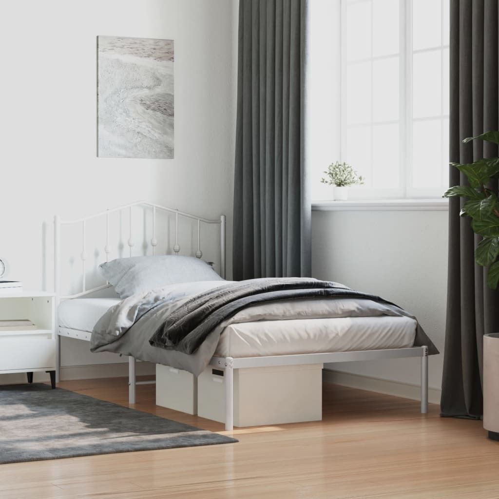 Maison Exclusive - Bettgestell mit Kopfteil Metall Weiß 100x190 cm