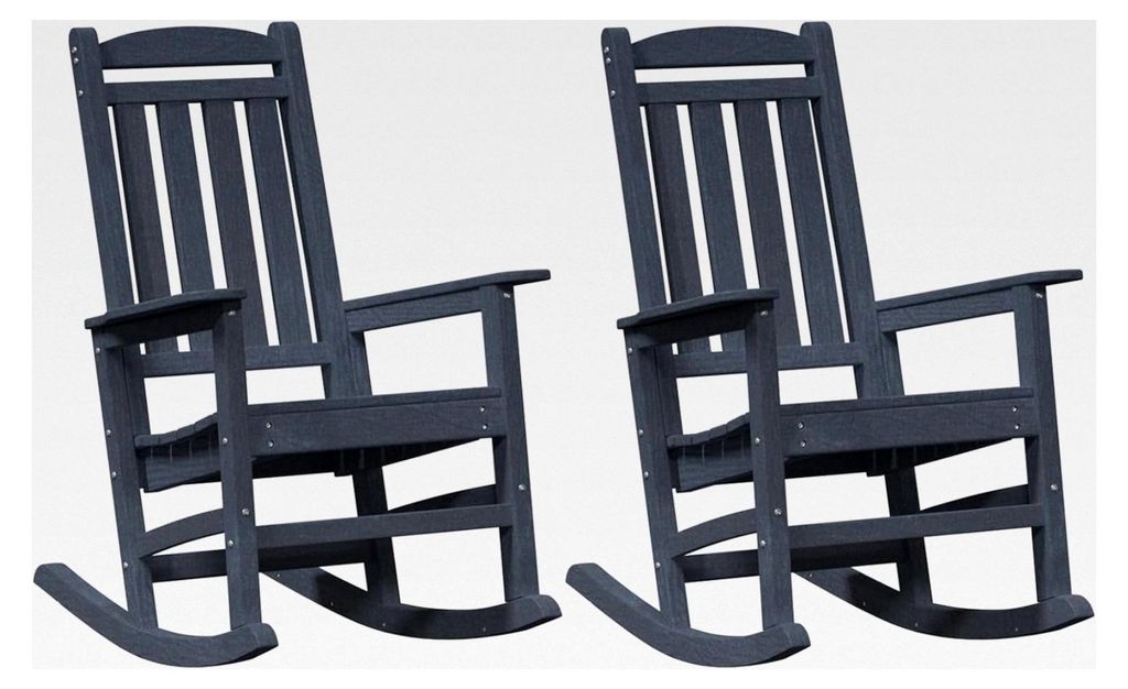 Garten Schaukelstühle 2 Stück Marineblau 70x92x107,5 cm HDPE Schaukelstuhl Deckchair Sessel