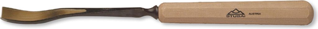 STUBAI Stemmeisen Stechbeitel Serie 52 - Form 43 | Gekröpfter Gaißfuß 2 mm, mit Holzgriff, für Kerb- und Reliefschnitzarbeiten, Figurenarbeiten...