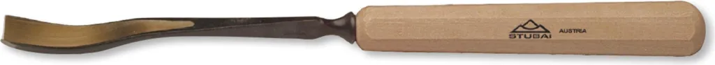 Scalpello STUBAI Serie 52 - Forma 43 | Scalpello a gomito piede 6 mm, con manico in legno, per intagliare e scolpire a rilievo, lavorare figure, modanature, per lavorazioni precise del legno