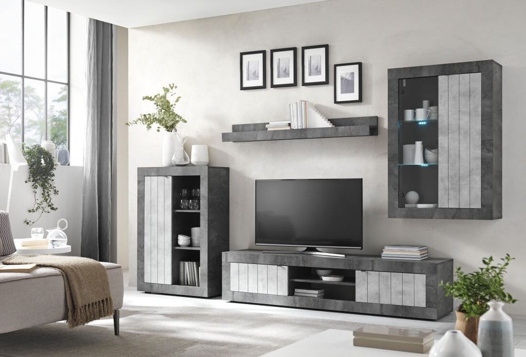 Meublorama MI-URBINO-707935CE*2C/94KG, Grau, Mitteldichte Faserplatte (MDF), 5 Tür(en), 420 mm, 3000 mm, 2000 mm