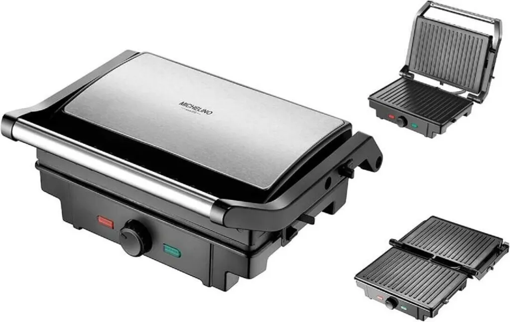 Bistecchiera Elettrica Michelino 1600W | Griglia a Contatto Salvaspazio