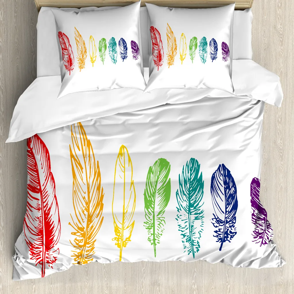 Set Copripiumino Moderno ABAKUHAUS 155x220 - Fantasia Piume Colorate