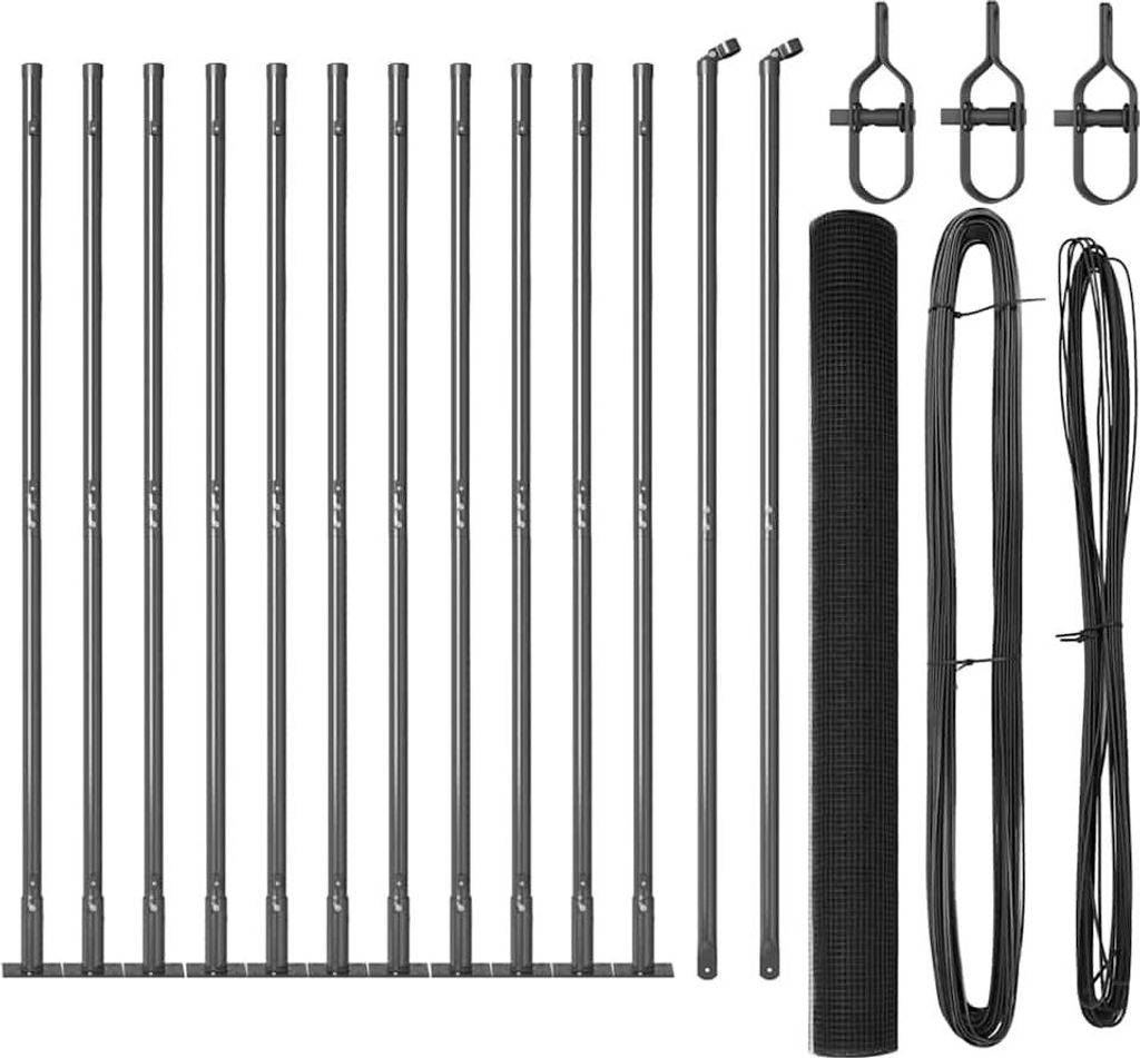 Möbel Zaunpfosten Grau 25 x 1,6 m (25 x 25 mm Gitter) Stahl und PVC - Metallzäune CLORIS1379748