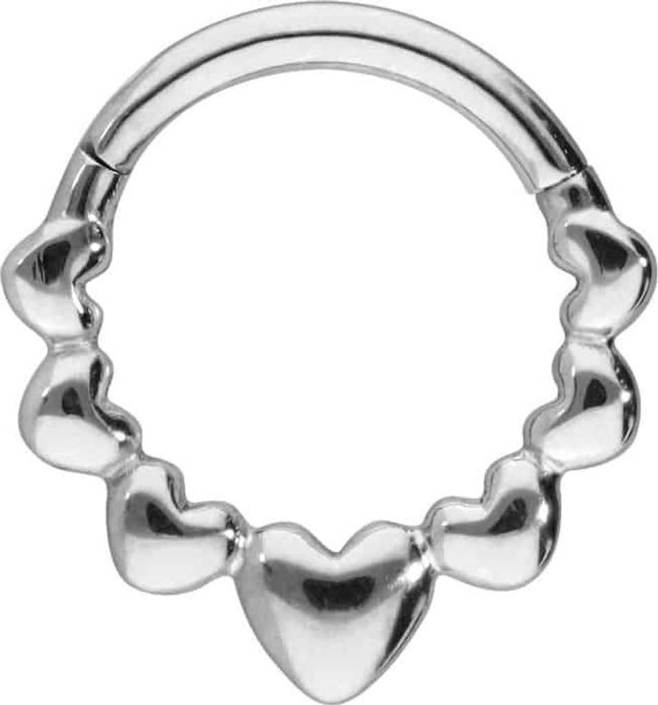 Ohrpiercing, Nasenpiercing, Septum Piercing Titan Segmentring Clicker HERZEN