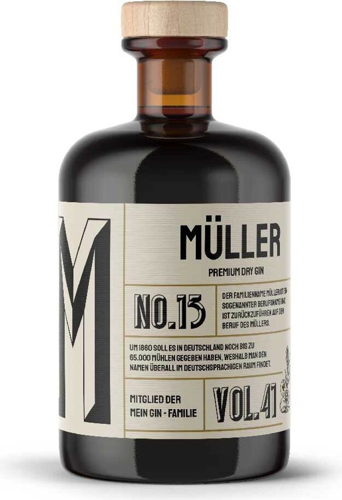 Mein Gin - Müllers Premium Dry Gin No13 - Der Müller Gin 0,5L (41% Vol)