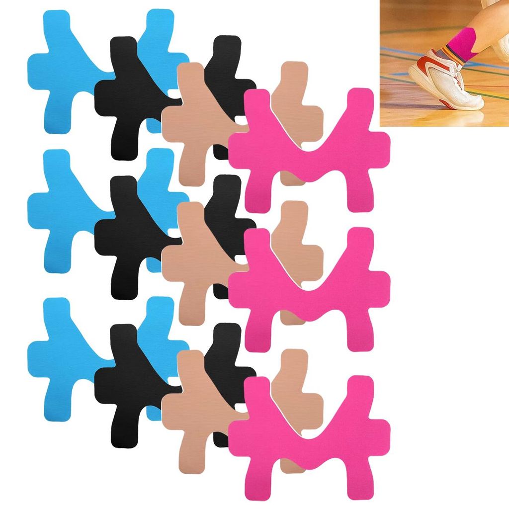 Knöchel Kinesiologie Tape Set – 12 vorgestanzte Streifen, Produktbild 