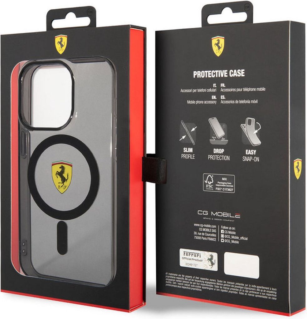 Custodia Ufficiale Ferrari In Pelle PU Per IPhone 14 Pro, Con Logo Bandiera Italiana, Antiurto, Con Accento Metallico