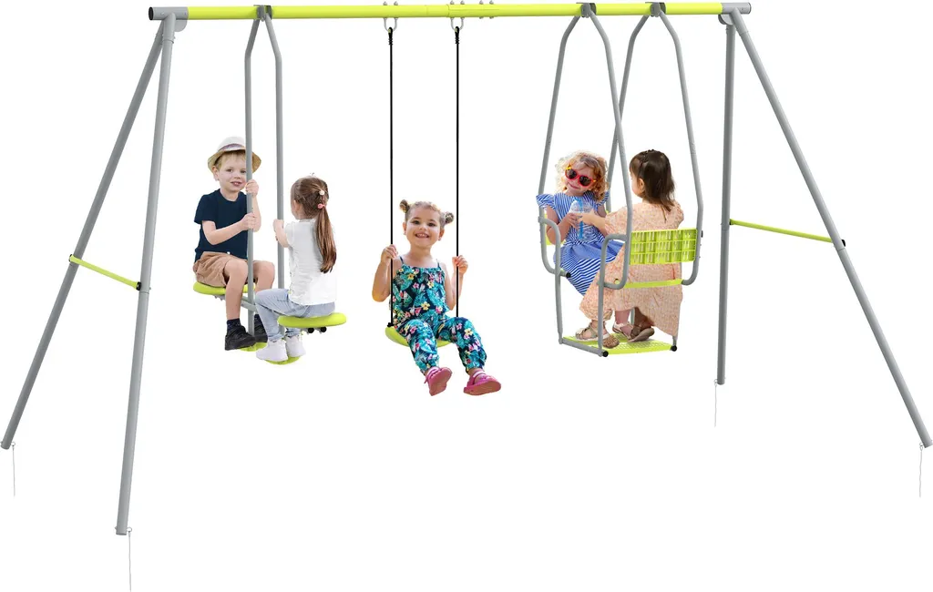Portique Enfant Stable et Sécurisé Balançoire Métal Anti-Corrosion 3 en 1