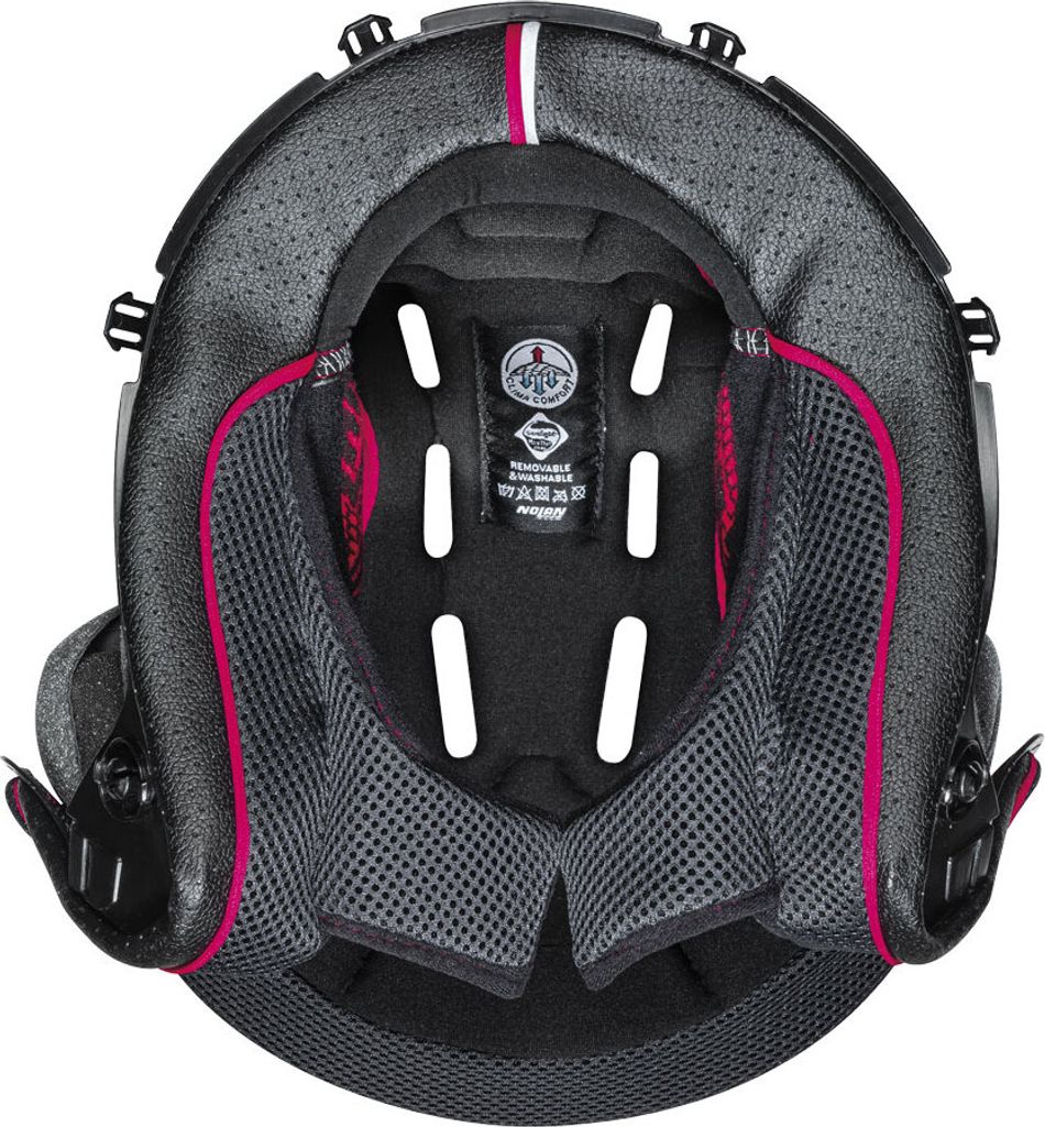 The inside of a helmet.