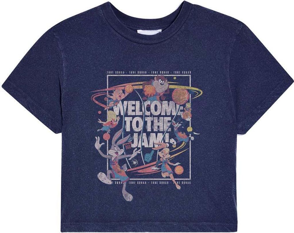 Space Jam - "Welcome To The Jam" T-Shirt kurz geschnitten für Damen RO9564 (L) (Marineblau)