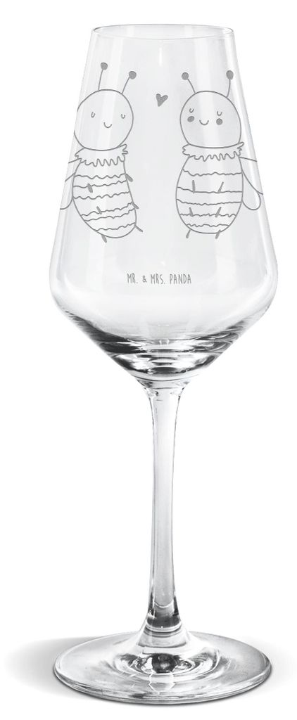 Mr. & Mrs. Panda Weinglas Biene Verliebt - Transparent - Geschenk, wein glas, Weißwein, Weißweinkelch, Für