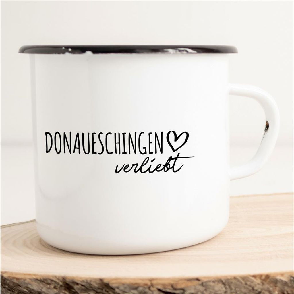 Huuraa Emaille Tasse Donaueschingen  Geschenk Kaffeebecher Produktbild 