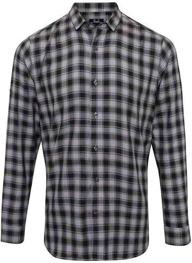 Premier - "Mulligan" Hemd für Herren Langärmlig RW9291 (3XL) (Stahl/Schwarz)
