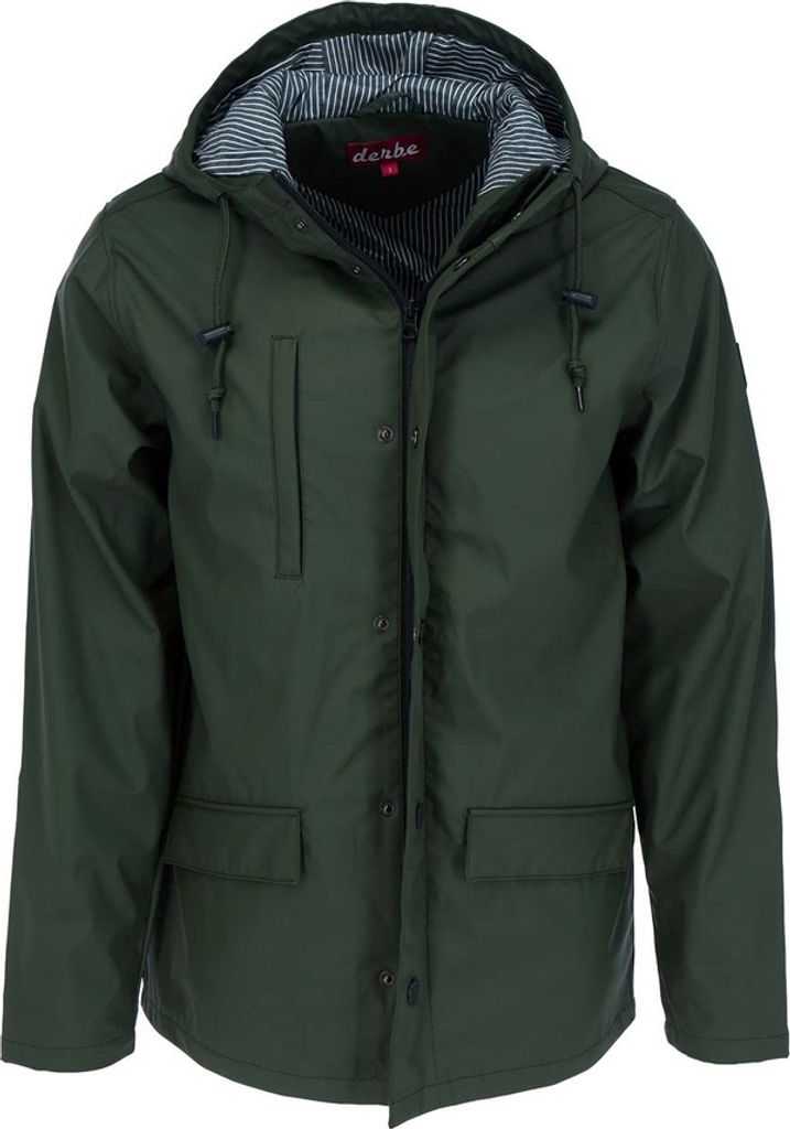 Derbe Herren Regenjacke Wetterjacke Passby, Farbe:Grün, Größe:2XL, Artikel:-050 / 010 olive / navy