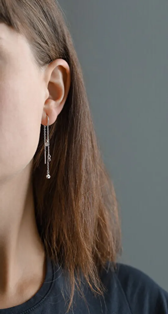 Boucles d'oreilles de soirée en argent et strass pour un mariage - 3