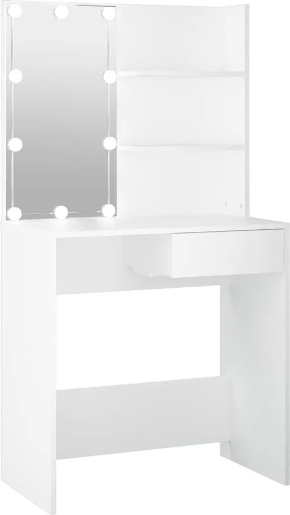 Tavolino da toilette con LED bianco 74,5x40x141 cm