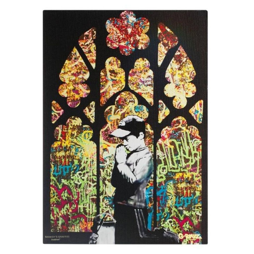 Banksy CHURCH OF GRAFFITI Druck auf Leinwand 45x32cm G-Rollz Canvas