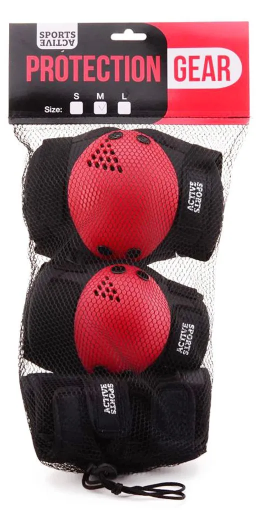 Set de protections roller et trottinette 6 pièces rouge noir série 20269