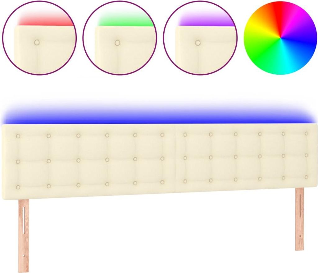 vidaXL LED Kopfteil Creme 180x5x78/88 cm Kunstleder