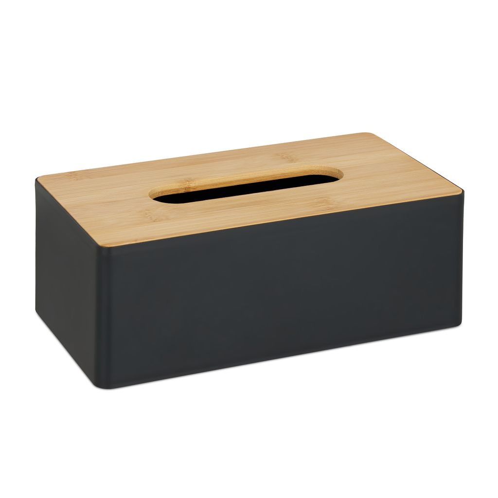 Relaxdays Tücherbox mit Deckel aus Bambus, fürs Bad, Produktbild 