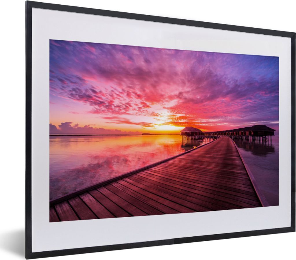 MuchoWow MuchoWow Gerahmtes Poster Meer - Farben - Sonne 40x30 cm - Poster mit zchwarzem Bilderrahmen - Bilderrahmen - Poster im Rahmen