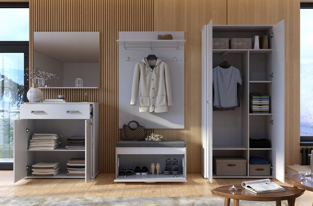 MiroMark Bella BL-122-WB Kleiderschrank 2-türig Weiß Produktbild 3