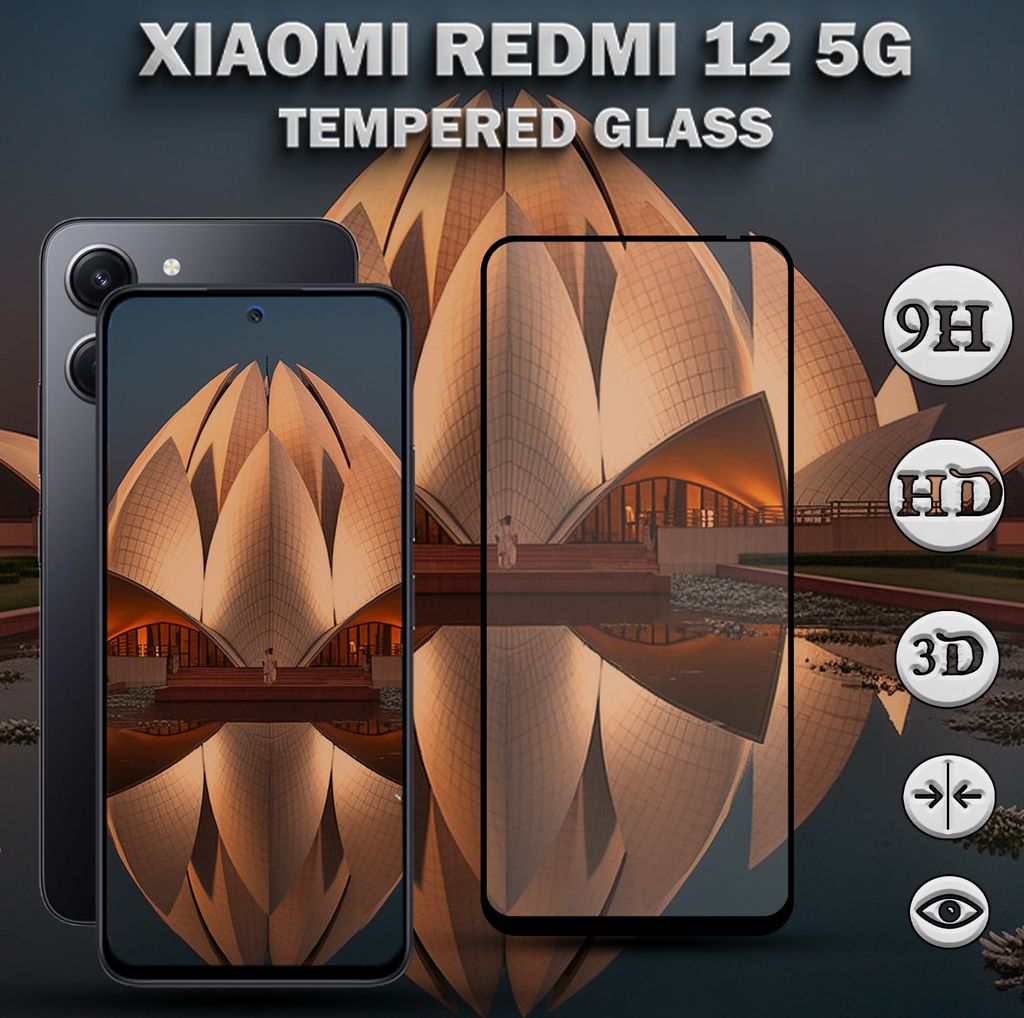 Xiaomi Redmi 12 5G - Gehärtetes Glas 9H - Hochwertiger 3D-Displayschutz