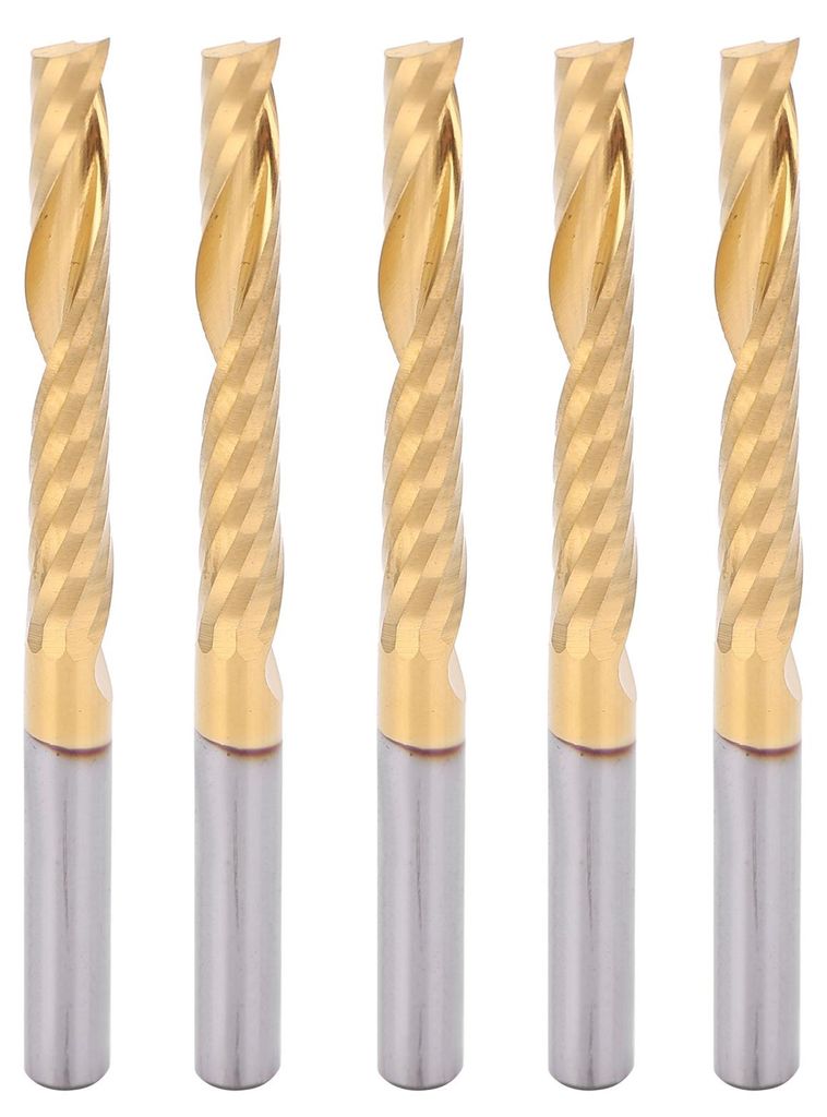 5 Stück Spiral-Schaftfräser, einzelne Flöte, 4 x 28 x 50 mm, Schnellarbeitsstahl, HSS, Titanbeschichtung