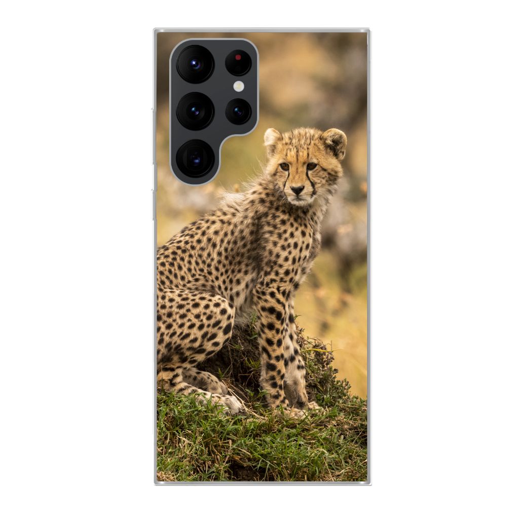 MuchoWow Handyhülle Schutzhülle Hülle für Samsung Galaxy S22 Ultra Leopard - Wald - Tier Silikon Softcase Handy Hülle - Abbildung