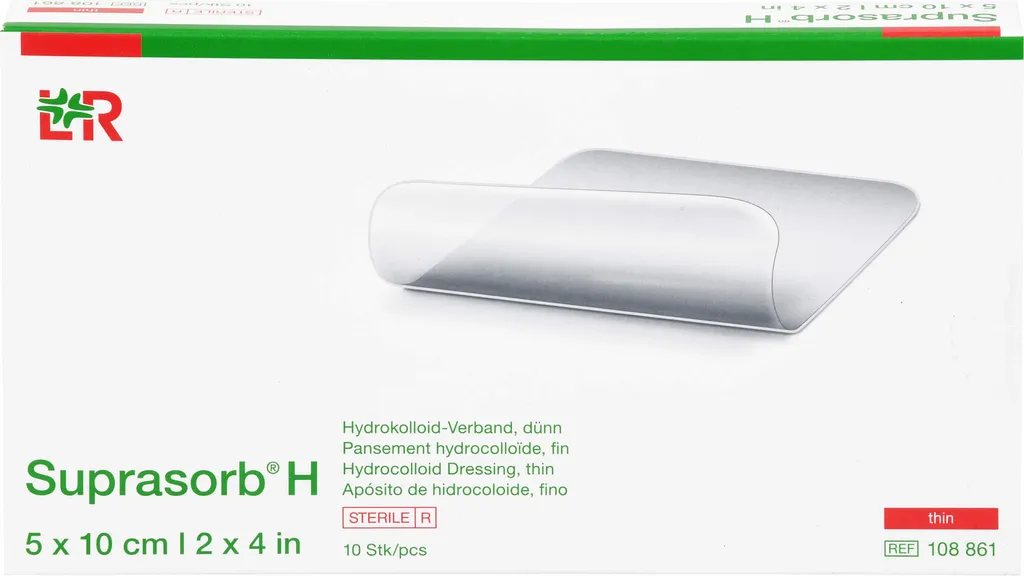 Suprasorb H Medicazione Sottile 5x10 cm - 10 Pezzi per Pelle Fragile