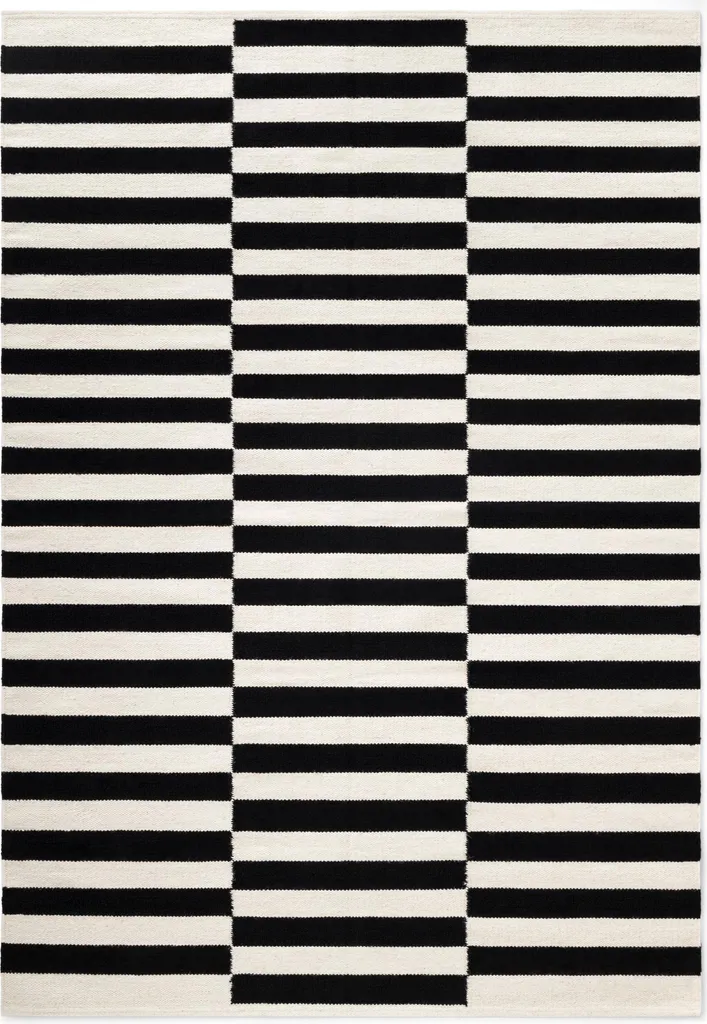 Tapis en laine Hanse Home Donna noir naturel et blanc salon 160x230cm