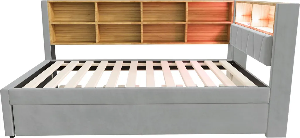 Lit banquette gigogne 90x200 avec tiroir lit coulissant et USB