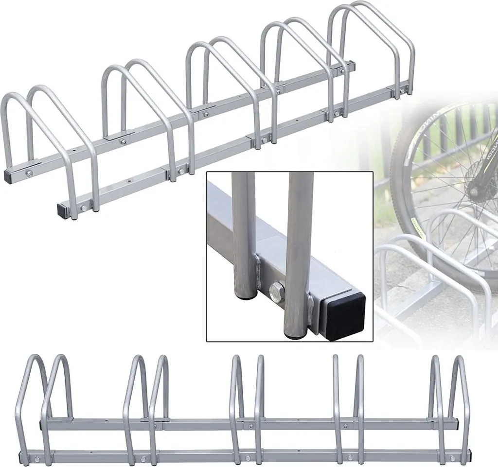 Izrielar Support à vélos multiple argenté pour 5 vélos - Rack robuste - 2