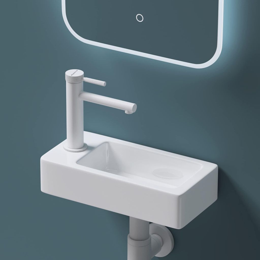 Mai & Mai Waschbecken Gäste-WC 36x18x9,5cm Hängewaschbecken aus Keramik in weiß mit Nano-Beschichtung Brüssel3053R