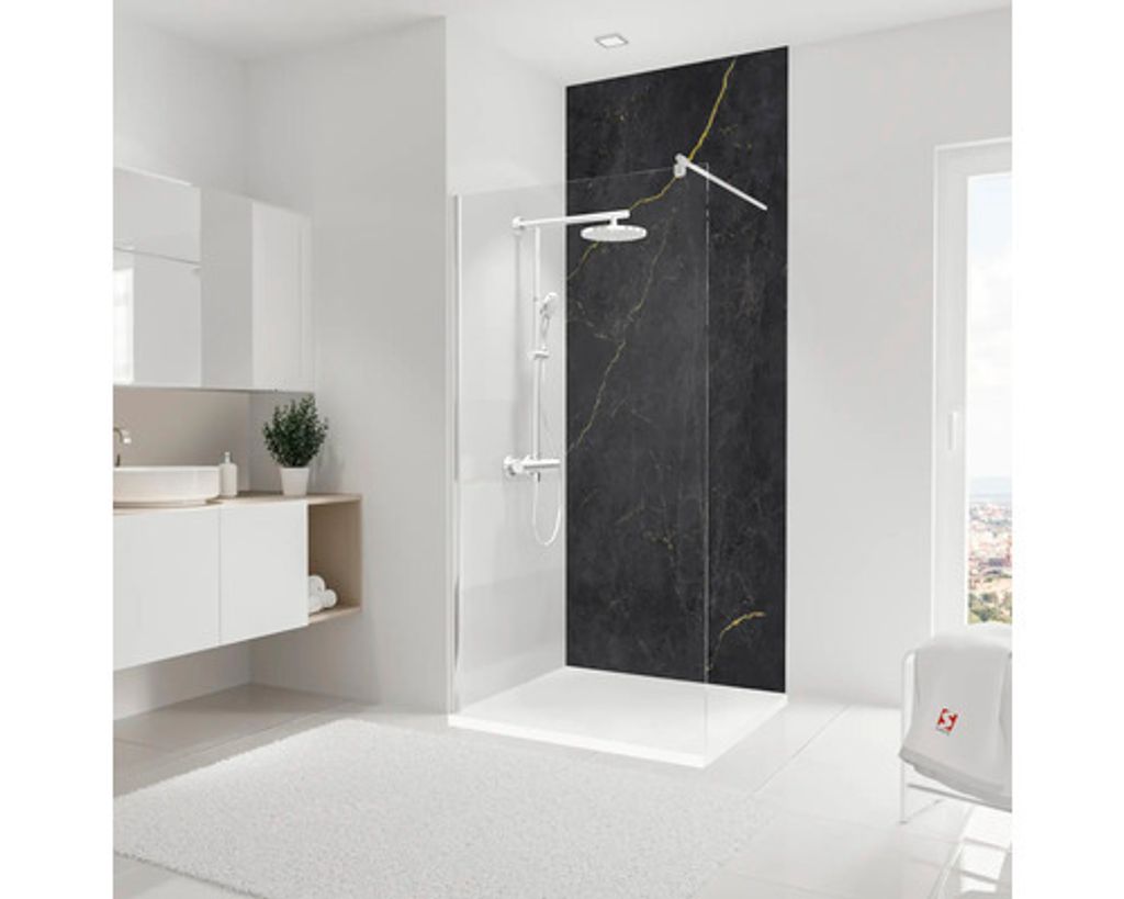 Duschrückwand SCHULTE DecoDesign ExpressPlus Marmoroptik anthrazit gold Softtouch 255 x 100 cm EP19010254 845