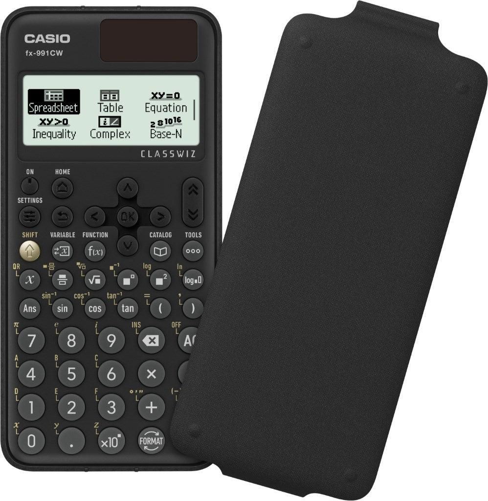 Casio FX-991CW, Tasche, Wissenschaftlicher Taschenrechner, 12 Ziffern, Akku, Schwarz
