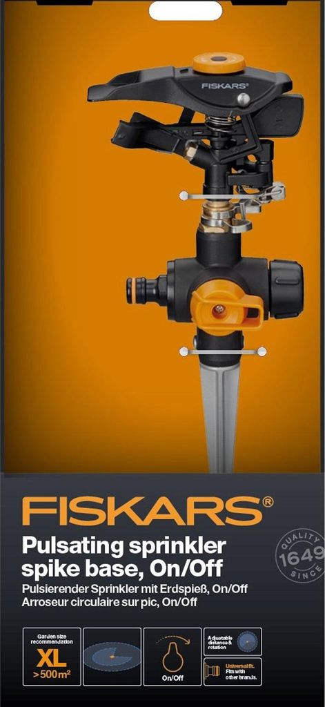 Fiskars Pulsierender Sprinkler mit Erdspieß, On/Off, Produktbild 