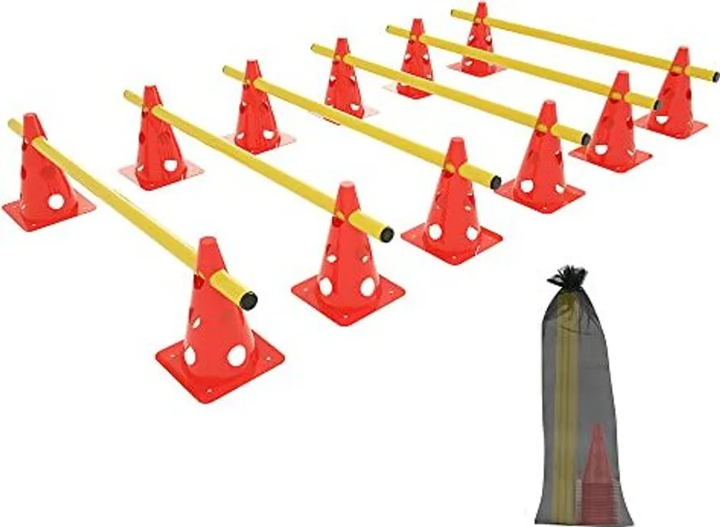 TRMLBE 6 Haies de Sport avec 12 Cônes de Coordination Réglables en Hauteur